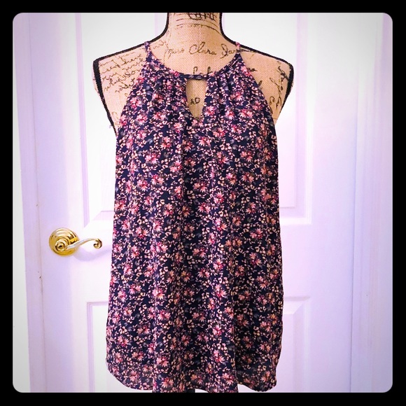 Blue Rain Tops - Blue Rain key hole halter blouse